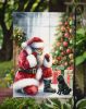 Black Pug and Santa Claus Garden Flag Mailbox Flag Decorative Yard Flag Banner Outside Patio Artwork Yard Flower Beds, Garden Size, Multicolor