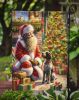 Wirehaired Pointing Griffon and Santa Claus Garden Flag Mailbox Flag Decorative Yard Flag Banner Outside Patio Artwork Yard Flower Beds, Garden Size
