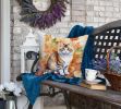 Ragamuffin Cat in Fall Leaves Throw Pillow Machine Washable, Indoor Outdoor Decorative Pillow for Couch, Bed or Patio, 18Hx18W