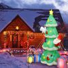 6.89FT Christmas Inflatable Outdoor Decoration with Christmas Tree Gift Box Santa Claus Blow Up Yard Decoration with LED Light Built-in Air Blower for