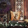 Owyhee Bob Cat in Fall Leaves Throw Pillow Machine Washable, Indoor Outdoor Decorative Pillow for Couch, Bed or Patio, 14Hx14W