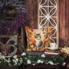 American Polydactyl Cat in Fall Leaves Throw Pillow Machine Washable, Indoor Outdoor Decorative Pillow for Couch, Bed or Patio, 18Hx18W