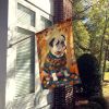 White English Bulldog Fall House Flag Large Porch Sleeve Pole Decorative Outside Yard Banner Artwork Wall Hanging, Polyester, House Size, Multicolor