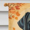 Black Labrador Retriever Fall House Flag Large Porch Sleeve Pole Decorative Outside Yard Banner Artwork Wall Hanging, Polyester, House Size