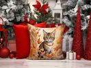 Owyhee Bob Cat in Fall Leaves Throw Pillow Machine Washable, Indoor Outdoor Decorative Pillow for Couch, Bed or Patio, 14Hx14W