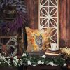 Highlander Lynx Cat in Fall Leaves Throw Pillow Machine Washable, Indoor Outdoor Decorative Pillow for Couch, Bed or Patio, 14Hx14W