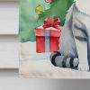 Aegean Cat By the Christmas Tree House Flag Large Porch Sleeve Pole Decorative Outside Yard Banner Artwork Wall Hanging, Polyester, House Size