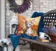 Cornish Rex Cat in Fall Leaves Throw Pillow Machine Washable, Indoor Outdoor Decorative Pillow for Couch, Bed or Patio, 18Hx18W