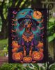 Black and Tan Dachshund Witchy Halloween Garden Flag Mailbox Flag Decorative Yard Flag Banner Outside Patio Artwork Yard Flower Beds, Garden Size