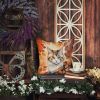 American Curl Cat in Fall Leaves Throw Pillow Machine Washable, Indoor Outdoor Decorative Pillow for Couch, Bed or Patio, 18Hx18W