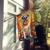 White Boxer Fall House Flag Large Porch Sleeve Pole Decorative Outside Yard Banner Artwork Wall Hanging, Polyester, House Size, Multicolor