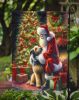 Irish Wolfhound and Santa Claus Garden Flag Mailbox Flag Decorative Yard Flag Banner Outside Patio Artwork Yard Flower Beds, Garden Size, Multicolor