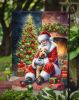 Lakeland Terrier and Santa Claus Garden Flag Mailbox Flag Decorative Yard Flag Banner Outside Patio Artwork Yard Flower Beds, Garden Size, Multicolor