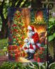 Maltese and Santa Claus Garden Flag Mailbox Flag Decorative Yard Flag Banner Outside Patio Artwork Yard Flower Beds, Garden Size, Multicolor