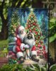 Keeshond and Santa Claus Garden Flag Mailbox Flag Decorative Yard Flag Banner Outside Patio Artwork Yard Flower Beds, Garden Size, Multicolor