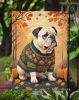 White English Bulldog Fall Garden Flag Mailbox Flag Decorative Yard Flag Banner Outside Patio Artwork Yard Flower Beds, Garden Size, Multicolor