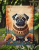 Fawn Pug Fall Garden Flag Mailbox Flag Decorative Yard Flag Banner Outside Patio Artwork Yard Flower Beds, Garden Size, Multicolor