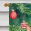 Abyssinian Cat By the Christmas Tree House Flag Large Porch Sleeve Pole Decorative Outside Yard Banner Artwork Wall Hanging, Polyester, House Size