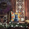 Chartreux Cat in Fall Leaves Throw Pillow Machine Washable, Indoor Outdoor Decorative Pillow for Couch, Bed or Patio, 14Hx14W