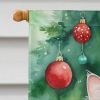 American Curl Cat By the Christmas Tree House Flag Large Porch Sleeve Pole Decorative Outside Yard Banner Artwork Wall Hanging, Polyester, House Size