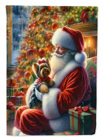 Yorkshire Terrier Yorkie and Santa Claus Garden Flag Mailbox Flag Decorative Yard Flag Banner Outside Patio Artwork Yard Flower Beds, Garden Size (Default: Default)