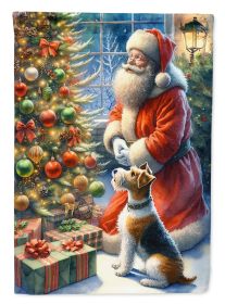 Fox Terrier and Santa Claus Garden Flag Mailbox Flag Decorative Yard Flag Banner Outside Patio Artwork Yard Flower Beds, Garden Size, Multicolor (Default: Default)