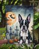 Boston Terrier Spooky Halloween Garden Flag Mailbox Flag Decorative Yard Flag Banner Outside Patio Artwork Yard Flower Beds, Garden Size, Multicolor