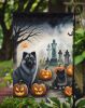 Keeshond Spooky Halloween Garden Flag Mailbox Flag Decorative Yard Flag Banner Outside Patio Artwork Yard Flower Beds, Garden Size, Multicolor