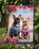 French Bulldog Two Hearts Garden Flag Mailbox Flag Decorative Yard Flag Banner Outside Patio Artwork Yard Flower Beds, Garden Size, Multicolor